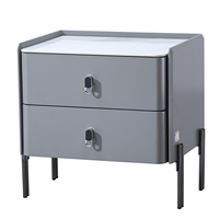 Table de chevet moderne en bois massif de qualité E1 à 2 tiroirs avec plateau en pierre peinte pour chambre à coucher et hôtel