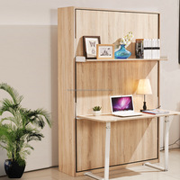 Lit Murphy pliant en acier pleine taille GD avec bureau intégré, lit mural gain de place pour petit appartement, chambre d'amis, bureau à domicile