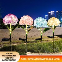 Lampu Bunga Hydrangea Buatan Tenaga Surya, Terpasang di Tanah, Dekorasi Taman Luar Ruangan, Rating IP65