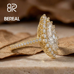 Bague de fiançailles en diamant cultivé en laboratoire certifié IGI VVS CVD pour femme, personnalisée en argent 925, avec halo de diamants créés en laboratoire de forme marquise, bijoux - Product Image 2