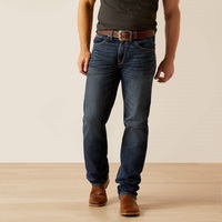 Jeans brodés bleus personnalisés de coupe de botte de Western décontracté foncé des hommes