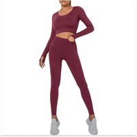 Ensemble de vêtements de sport tendance pour femmes, leggings taille haute personnalisés, haut de sport en tissu extensible pour yoga, gym, fitness, OEM ODM