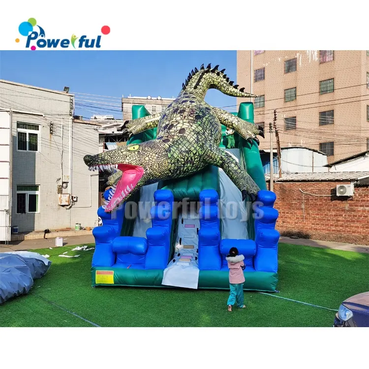 Best price Commercial Inflatables inflatable crocodile splash water slide with water or ball pits pool inflatable bounce house