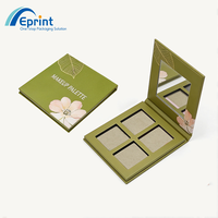 Boîte de palette en papier magnétique écologique à 4 compartiments, vide, compacte, avec miroir pour fards à paupières et illuminateur, étui cosmétique personnalisé