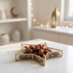 Bandejas de Vidrio con Marco de Latón en Forma de Estrella para Decoración de Ramadán 2027, para el Hogar y Eventos - Product Image 1