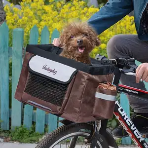 Huisdier Fietsmand Tas Fiets Voordrager Pet Dog Carrier Reizen Seat Bag Voor Reizen Accessoires Bruin Onder 13.2lbs