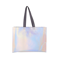 Sac en tissu non tissé réutilisable, holographique irisé, écologique, de haute qualité, personnalisable, argenté métallique, laser, en PP tissé