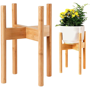 <span class=keywords><strong>Support</strong></span> de plante d'intérieur réglable en bois de bambou de 14 pouces de haut pour 8-12 pouces de <span class=keywords><strong>large</strong></span> Pots de jardinière de taille moyenne à grande Supports de stockage en direct - Product Image 1