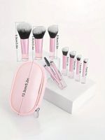 Fournisseur Premium 10 couleur rose manche court portable poudre libre blush fard à paupières maculé maquillage ensemble de pinceaux avec sac de rangement