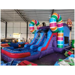 Château gonflable commercial double piste pour enfants, thème bonbons, <span class=keywords><strong>avec</strong></span> <span class=keywords><strong>piscine</strong></span> géante, prix usine, en vente - Product Image 2