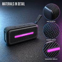 Tragbarer V5.3 10W Kabelloser Musik-Lautsprecher mit Ultra-Tiefbass, Wiederaufladbar, USB-Ladefunktion, Plastikgehäuse, Eingebautes Mikrofon