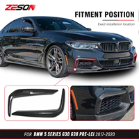 ZESON Joints d'aération avant en fibre de carbone (effet mouillé) pour feux antibrouillard, paire pour BMW G30 G38 540i M550i Pré-LCI 2017-2020