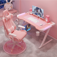 Bureau d'ordinateur rose à hauteur réglable Table de jeu LED Silla Gamer Rgb Rose cadeira de jogos bureau de jeu