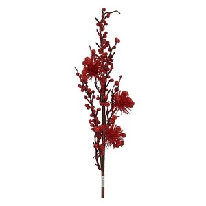 BRANCHES AVEC BAIES ET FLEURS ROUGES BRILLANTES H. 63CM - Product Image 1