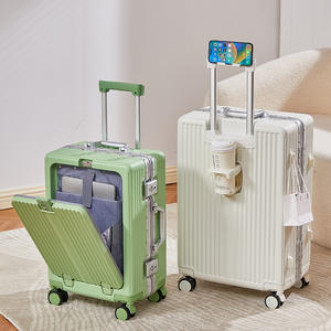 Maleta de mano con marco de aluminio de 20 pulgadas con cerradura, diseño de rayas, ruedas giratorias para viajes de ocio, verano 2024, unisex - Product Image 5