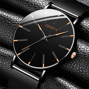 Reloj minimalista ultrafino de cuarzo para hombre, cronógrafo de negocios con correa de malla de acero inoxidable - Product Image 6