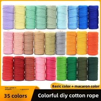 Katoenen touwkoord 3mm dik, geverfd touw, bindkoord, DIY knutselwerk, textiel, weven, wandtapijt, trekkoord voor tassen