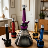 Ensemble de chicha en métal de luxe au design arabe miroir avec un tuyau unique durable et un coffret cadeau