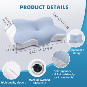 New certipur-us <span class=keywords><strong>Oeko</strong></span>-<span class=keywords><strong>Tex</strong></span> Ergonomic đường viền Bộ nhớ bọt cổ tử cung Gối chỉnh hình cổ hỗ trợ gối để giảm đau - Product Image 3