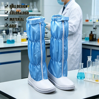 Botas de Trabajo Antiestáticas ESD Personalizadas, Industriales, Resistentes al Polvo, con Parte Superior de Cuero Azul Reutilizable y Suela de TPU, Unisex, para Laboratorio y Cuarto Limpio