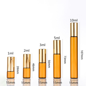 Rỗng Hổ Phách <span class=keywords><strong>Refillable</strong></span> Mắt Cuộn Trên Chai Nước Hoa Tinh Dầu 1Ml 2Ml 3Ml 5Ml 10Ml 15Ml Con Lăn Bóng Chai Thủy Tinh Với Vàng Nắp - Product Image 5