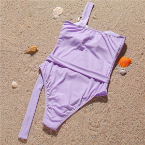 FYA1239 europeo de una sola pieza traje de baño de Color sólido Sexy <span class=keywords><strong>uno</strong></span>-hombro de la mujer bikinis y Bañadores - Product Image 5