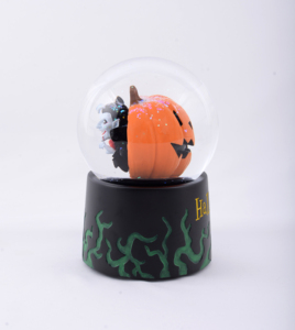 Boîte à musique en résine de 100 mm avec globe à neige fantôme de citrouille d'Halloween pour la décoration de la maison - Product Image 4