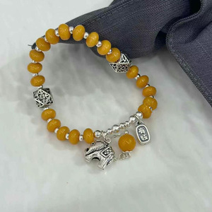 Bracelet en argent sterling S925 avec breloque éléphant en ambre, bijoux fins pour femmes, à porter au quotidien - Product Image 2