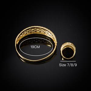 018486 mode femmes manchette Bracelet anneau ensembles cubique Zircon bracelet anneau ensemble pour femmes ouvert manchette bijoux femmes accessoires - Product Image 5