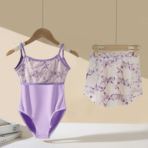 เสื้อชุดบัลเล่ต์ตาข่ายปักลายดอกไม้ชุดรัดรูปสำหรับฝึกเต้น - Product Image 6