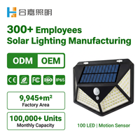 Lampe solaire à détecteur de mouvement HEJIA pour extérieur, 100 LED, applique murale étanche, éclairage de qualité professionnelle pour rue, chemin, cour, vente en gros