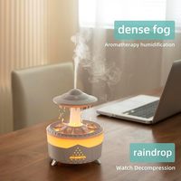 Nouveau diffuseur d'arômes UFO en forme de goutte de pluie, humidificateur 350 ml, lampe LED à 7 couleurs changeantes, diffuseur ultrasonique nuage de pluie sans eau, télécommande domestique