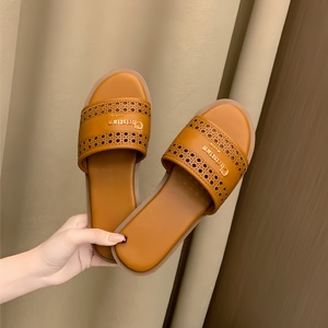 Nuovi Sandali da <span class=keywords><strong>Donna</strong></span> Primaverili in <span class=keywords><strong>Pelle</strong></span> Microfibra, Stile Infradito con Fondo Piatto e Design Traforato, Antiscivolo e Slip-On da Esterno Stile Spiaggia - Product Image 5