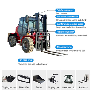 Carretilla elevadora todoterreno 4WD de alta calidad, carretilla elevadora diésel <span class=keywords><strong>3T</strong></span> 5T, máquina Elevadora de horquilla todoterreno para exteriores - Product Image 4