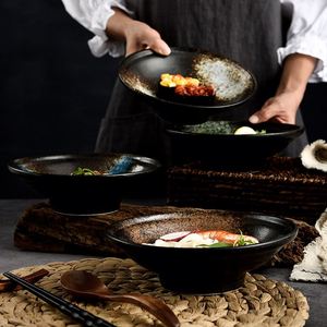 Vente en gros de bols à salade et à dessert de style japonais de 8 pouces, assiettes en céramique, bols peu profonds pour le natto, pour restaurant - Product Image 2