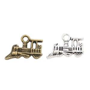 Ciondolo Vintage a Forma di Motore di Treno in Lega di Bronzo Anticato con Anello Singolo per Banner di Compleanno per Bambini e Lavori Artigianali - Product Image 2