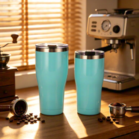 Tasse à café isotherme personnalisée en acier inoxydable 20oz 30oz avec couvercle à paille, isolation thermique 6-12 heures, compatible porte-gobelet voiture