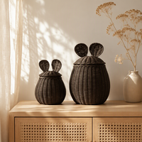 Panier de rangement en rotin de haute qualité en forme d'ours pour enfants, boîte de rangement décorative pour enfants, panier de décoration pour la maison