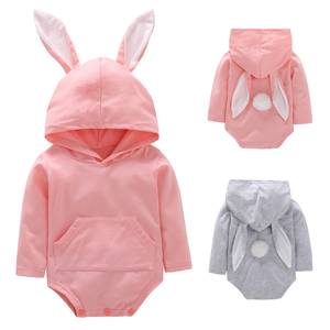 Nuevos peleles de Pascua para bebé de marca reconocida, de manga larga, con capucha y orejas de conejo, unisex, de elastano/algodón, con cierre de botones, para primavera y otoño. - Product Image 1