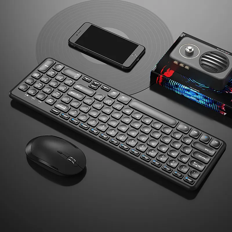 BOW best selling HW256 Office Gaming Universal USB ergonomic 2.4G wireless keyboard and mouse combo for Desktop laptop