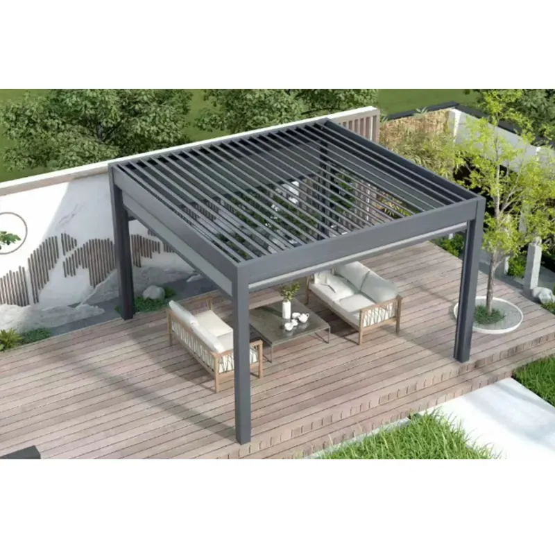 Modern otomatik veranda Gazebo açılış Louvred çatı alüminyum pergola