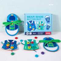 Juego de juguetes educativos para la primera infancia, juego de madera para aprender botones de ropa y enhebrar cordones de zapatos