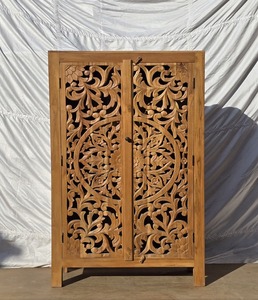 Modern Solid Wood <b>Wardrobe</b> Almirah with Multiple Storage Shelves and Hanging Space Bedroom Furniture <b>Large</b> Capacity - Product Image 4