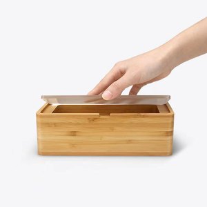 Caja de almacenamiento de té de bambú rectangular con tapa de acrílico hecha a mano para té negro y té Pu'er - Product Image 2