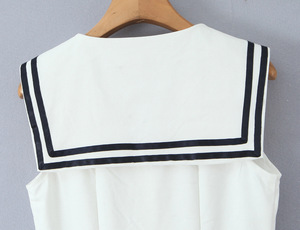 Vestido Camisero Largo Retro 2026 con Cuello Marinero y Botones para Mujer, OEM/ODM por Fábrica de Ropa China, Vestido Vintage Blanco - Product Image 5