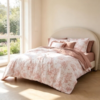 Ensemble de literie 7 pièces en coton floral personnalisé OEM ODM, 300TC, imprimé roses roses, toutes saisons, pour chambre à coucher