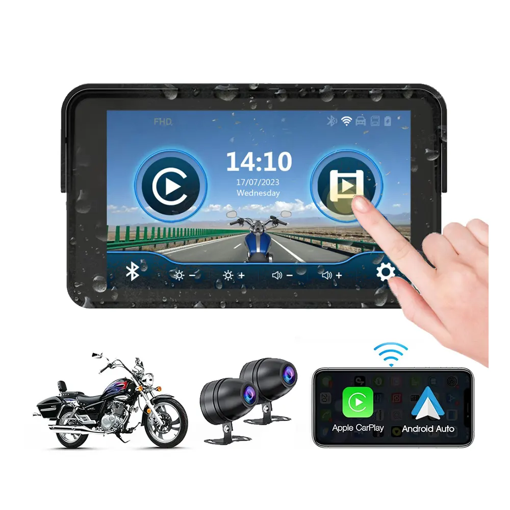 7 pouces écran tactile motos Carplay GPS Navigation avec caméra de recul Dashcam GPS navigateur karadar MT7001