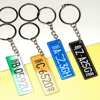 Porte-clés personnalisé en acrylique vierge, plaque d'immatriculation de voiture, cadeau publicitaire, impression UV, pendentif DIY, vente en gros