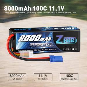 Zeee 3S Lipo pil 11.1V 8000mAh 100C sert çanta RC araba kamyon RC Truggy FPV uçak tekne Buggy için EC5 konnektörü ile - Product Image 2