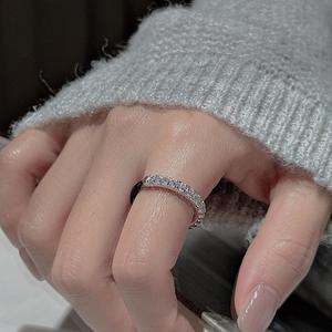 Anillo de Plata de Ley S925 con Circonita, Diseño de Nicho, Simple y Moderno, Vintage, con Esmalte Negro, Anillo Abierto, Chapado en Oro Rosa - Product Image 3